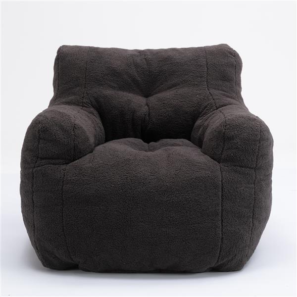 010-Soft Teddy Fabric Tufted Foam Bean Bag Chair With Teddy Fabric Dark Gray