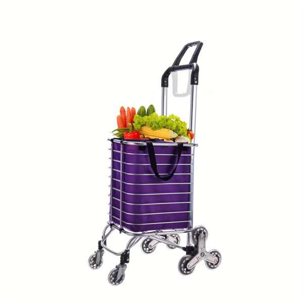 Folding Rolling Cart with Wheels Shopping Cart Portable Trolley Bag, Utility Cart Heavy Duty Stair Carts with Adjustable Bungee Cord and 2 Models Switching Big Volume (8 Wheels no Braking)