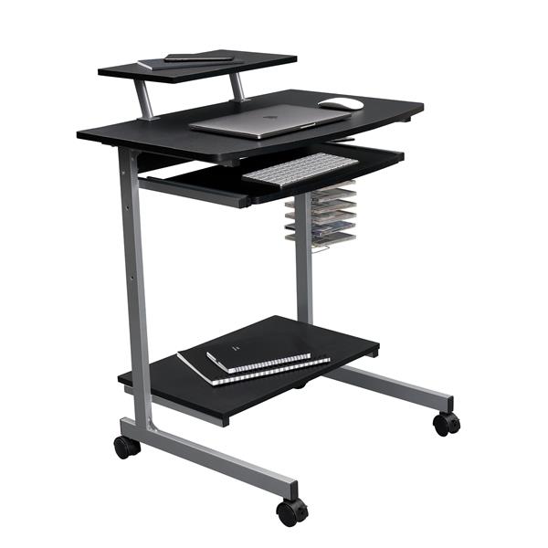 Compact Computer Cart With Storage, Graphite