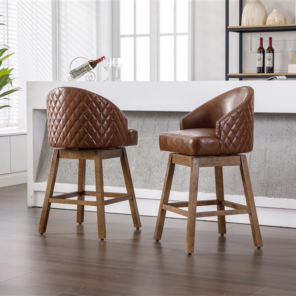 Bar Stools Set of 2 Counter Height Chairs with Footrest for Kitchen, Dining Room And 360 Degree Swivel