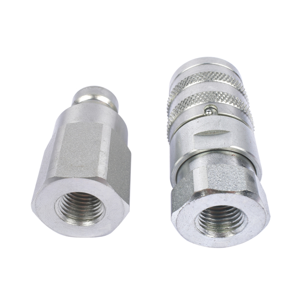 1/4'' NPT Flat Face Hydraulic Quick Connect Disconnect Coupler Set w/Dust Caps 800801000 FFE495-2