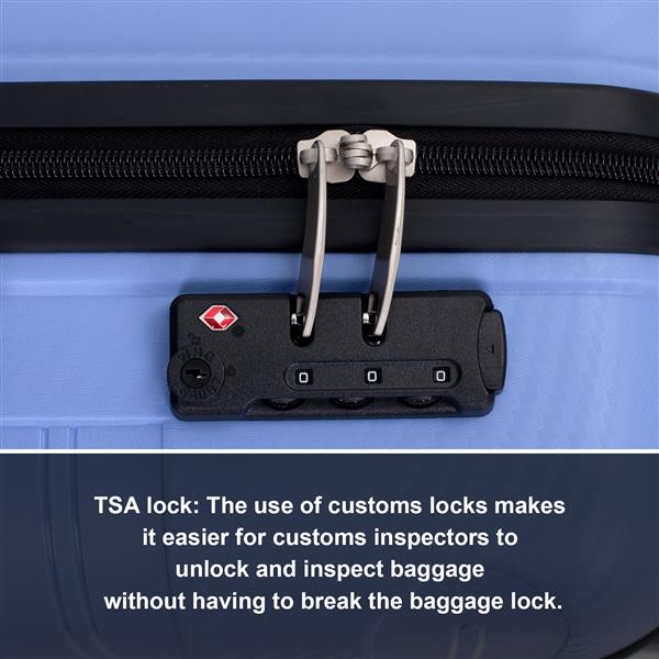 Hardshell Suitcase Spinner Wheels PP Luggage Sets Lightweight Durable Suitcase with TSA Lock,3-Piece Set (20/24/28) ,Purplish Blue