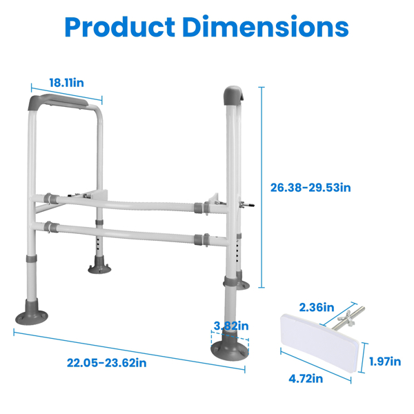 Toilet Safety Rails for Elderly Adjustable Toilet Safety Rails Stand Alone Toilet Safety Frame with Adjustable Heights Width for Elderly Pregnant Patient