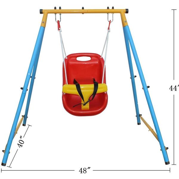 Baby Toddler Indoor/Outdoor Metal Swing Set with Safety Belt for Backyard