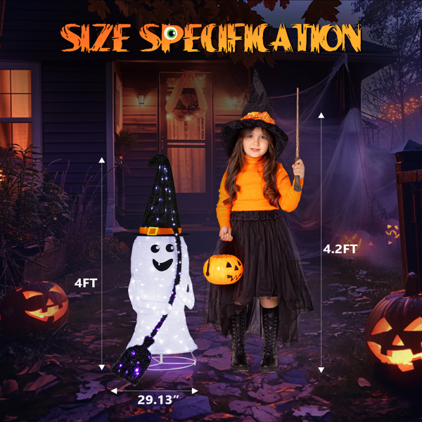 4ft  Ghost 100LED Lighted Outdoor Halloween Decorations 