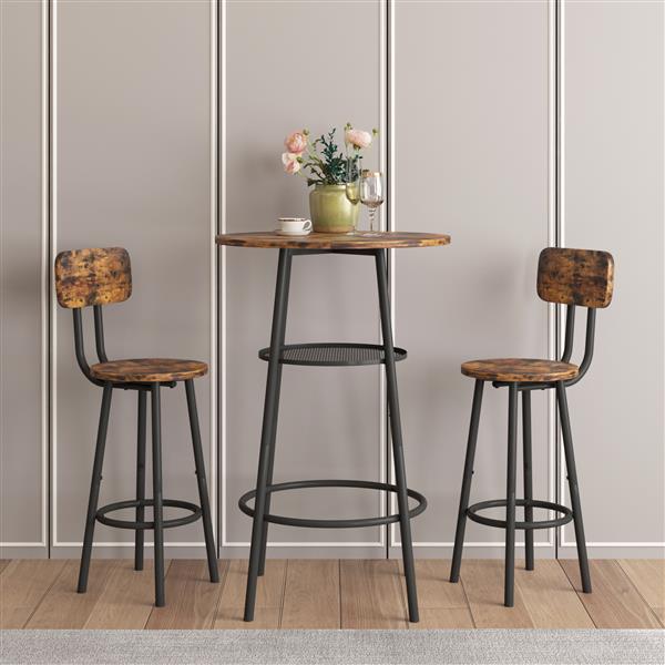 Bar table, equipped with 2 bar stools , with backrest and partition