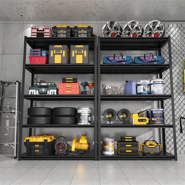 72"H  5 Tier Metal Shelves for Storage Garage Shelving 2000LBS Heavy Duty Storage Shelves Adjustable Garage Shelf Industrial Shelving Unit Storage Utility Rack,47.2"W*23.6"D*72"H,Black