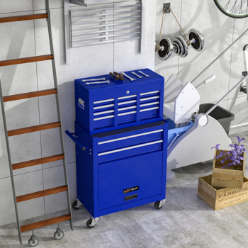 High Capacity Rolling Tool Chest with Wheels and Drawers, 8-Drawer Tool Storage Cabinet--BLUE