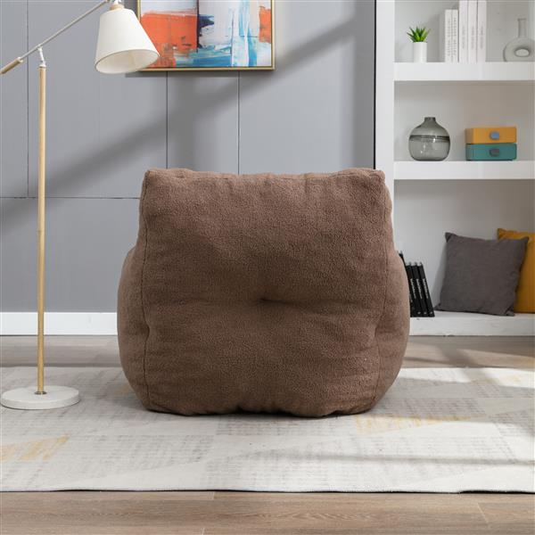 010-Soft Teddy Fabric Tufted Foam Bean Bag Chair With Teddy Fabric Coffee