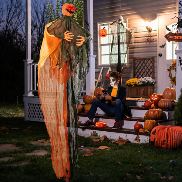 6 Feet Halloween Decoration Hanging Pumpkin Ghost Bendable Arms 