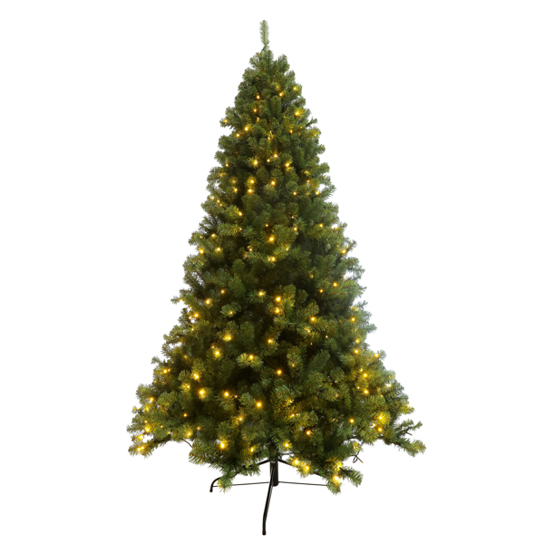 Pre-lit Christmas Tree 7.5ft Artificial Hinged Xmas Tree with 400 Pre-strung Led Lights Foldable Stand 