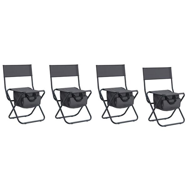 4-piece Folding Outdoor Chair with Storage Bag, Portable Chair for indoor, Outdoor Camping, Picnics and Fishing,Grey