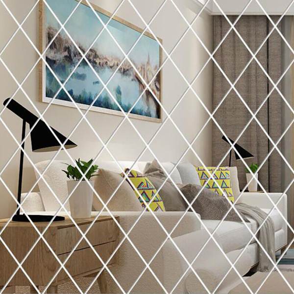 Diamond 3D Wall Art Acrylic Mirror Wall Sticker DIY Wall Decals Art Room Decor