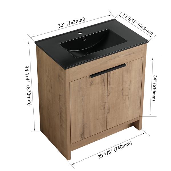 30"  Bathroom Cabinet With Basin & 2 Soft-Close Cabinet Door