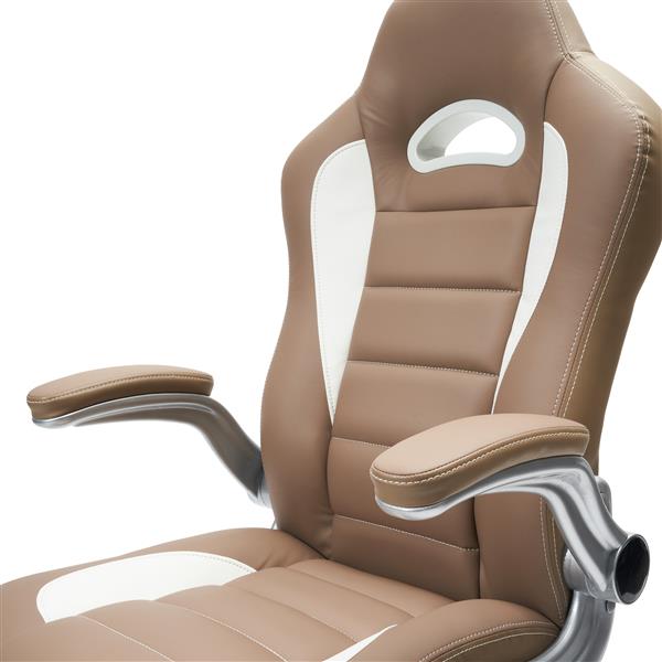 High Back Executive Sport Race Office Chair with Flip-Up Arms, Camel