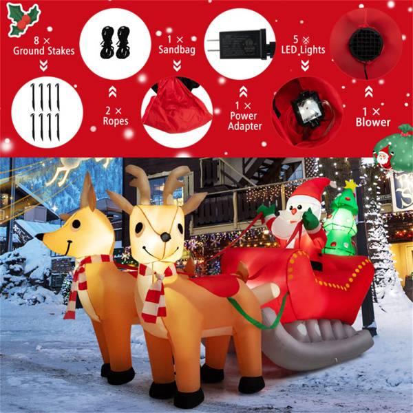 7.2 Feet Christmas Decoration Christmas Inflatable Santa Rides Sled