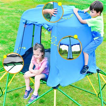 Kids Climbing Dome with Canopy and Playmat - 10 ft Jungle Gym Geometric Playground Dome Climber Play Center, Rust & UV Resistant Steel Supporting 1000 LBS