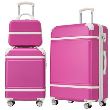 Hardshell Luggage Sets 3 Pieces 20\\"+24\\" Luggages and Cosmetic Case Spinner Suitcase with TSA Lock  Lightweight