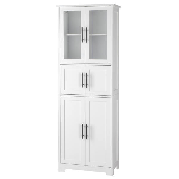 [FCH] Storage Bathroom Cabinet, 6-Door Bathroom High Cabinet, white