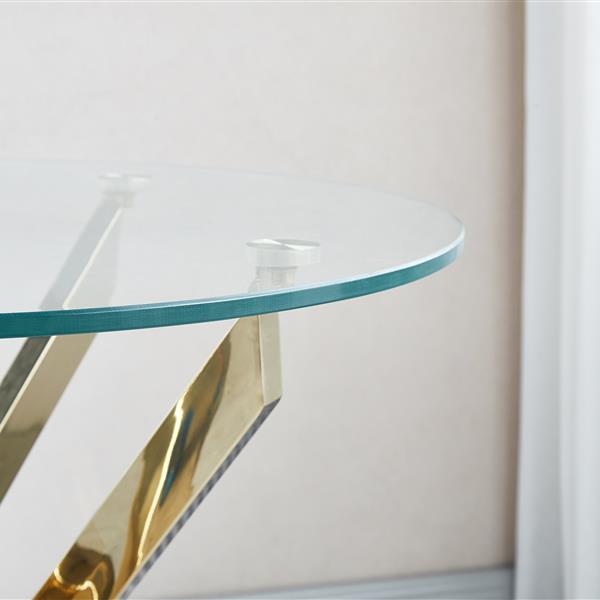 Modern Round Tempered Glass Coffee Table with Chrome Legs