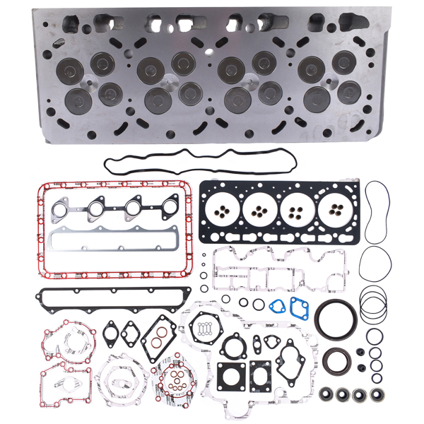 Complete Cylinder Head w/ 16 Valves + Full Gasket Set Fits Kubota V3300 Engine