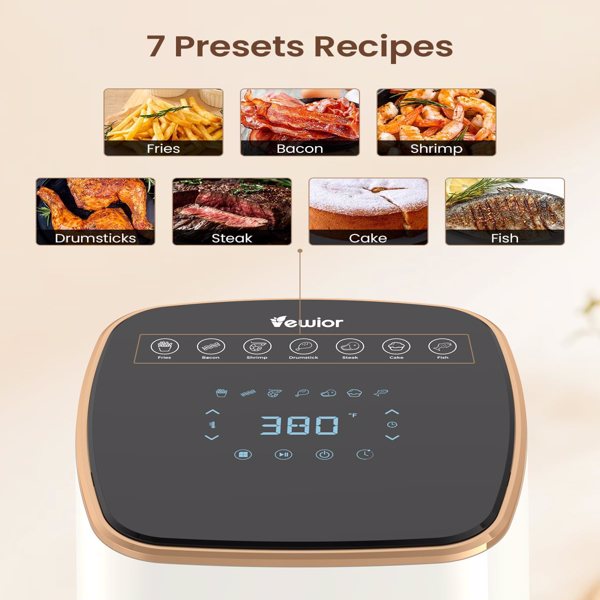 VEWIOR Air Fryer, 5.3Qt Airfryer with Viewing Window, 7 Custom Presets Large Air Fryer Oven with Smart Digital Touchscreen,Non-stick and Dishwasher-Safe Basket(banned by Amazon)