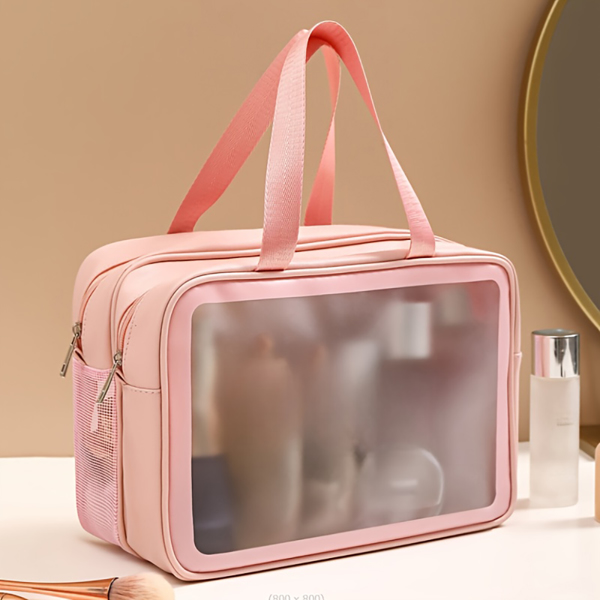 Fashionable Travel Makeup Bag With PVC Lining, Letter Design Handbag Perfect For Gym, Business, Or Travel