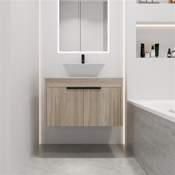 30 " Modern Design Float Bathroom Vanity With Ceramic Basin Set,  Wall Mounted White Vanity  With Soft Close Door,-Packing,-Packing,2 Pieces Parcel