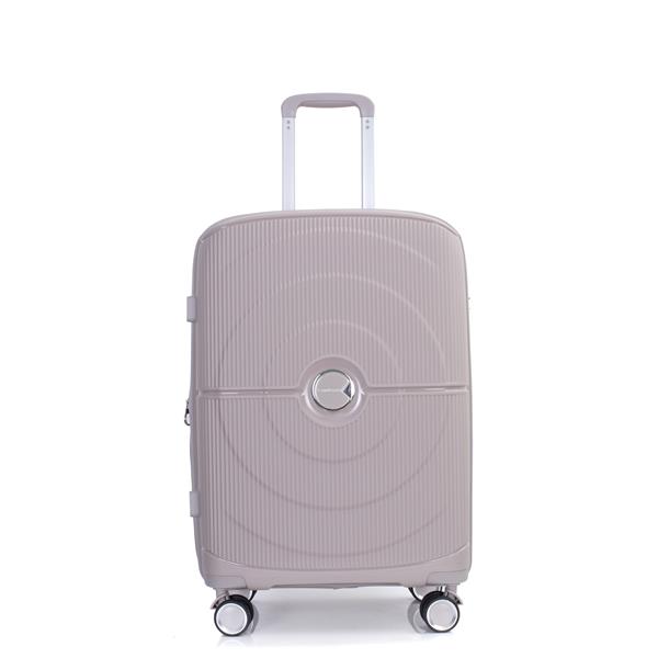 Expandable Hardshell Suitcase Double Spinner Wheels PP Luggage Sets Lightweight Durable Suitcase with TSA Lock,3-Piece Set (20/24/28) , Griege