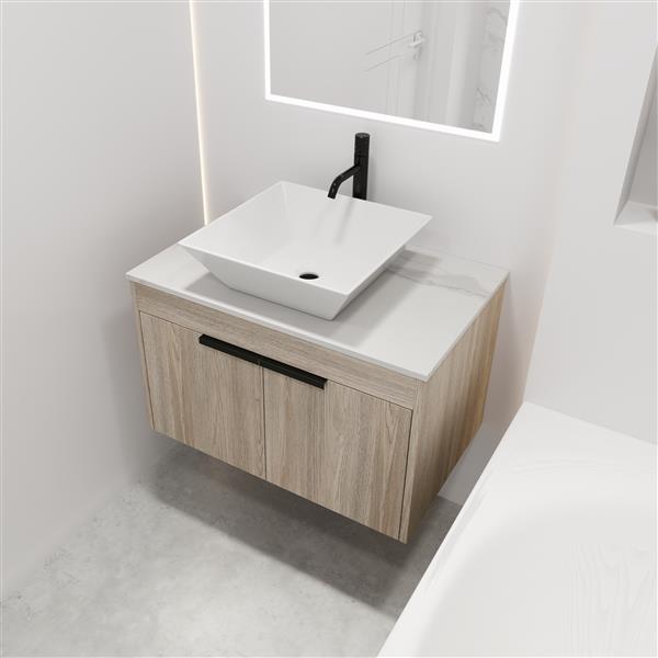 30 " Modern Design Float Bathroom Vanity With Ceramic Basin Set,  Wall Mounted White Vanity  With Soft Close Door,-Packing,-Packing,2 Pieces Parcel