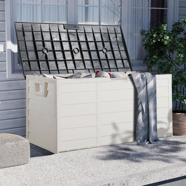 75gal 280L Outdoor Garden Plastic Storage Deck Box Chest Tools Cushions Toys Lockable Seat