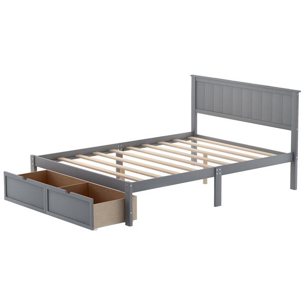 Full Size Platform Bed with Under-bed Drawers, Gray