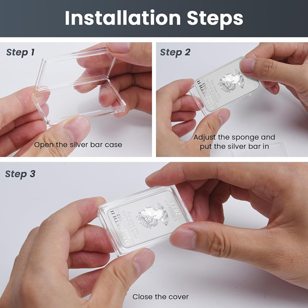 For Silver Bar Case Silver Bar Holder Clear Acrylic Storage Container Fit 1oz
