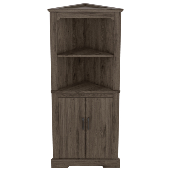 Tall Corner Cabinet with Doors for living room, bathroom,Dining Room or Kitchen,color:Dark walnut 