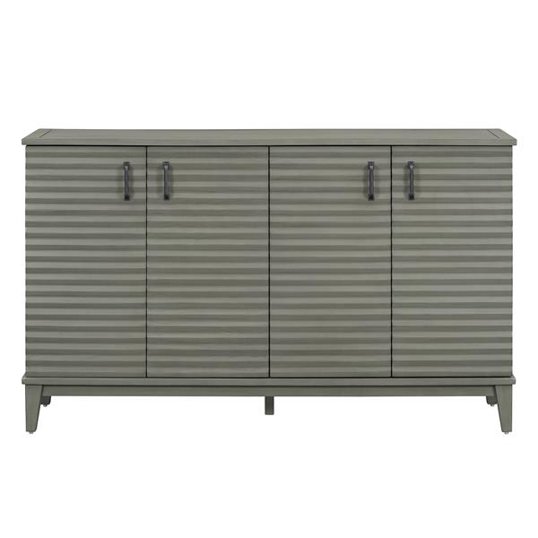 Sideboard with 4 Door Large Storage Buffet with Adjustable Shelves and Metal Handles for Kitchen, Living Room, Dining Room (Antique Gray)