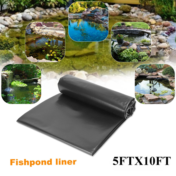 100FT ² usable area, 2 pieces of 5FT * 10FT heavy-duty black HDPE pond lining - UV resistant, suitable for flexible sealing film in fish ponds, water gardens, and waterfalls