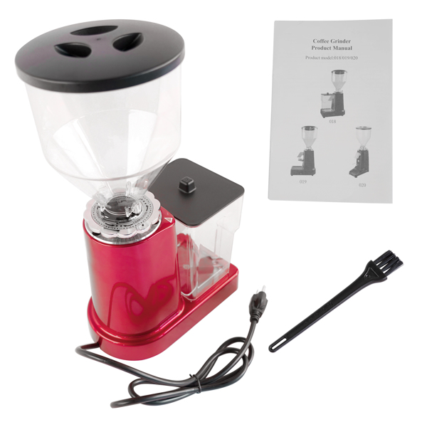 Red Electric Coffee Bean Grinder 35oz Flat Burr Coffee Grinder with 19 Grinding Settings