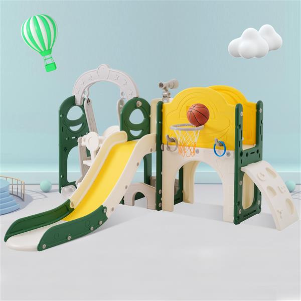 Toddler Slide and Swing Set 8 in 1, Kids Playground Climber Slide Playset with Basketball Hoop  Combination for Babies Indoor & Outdoor