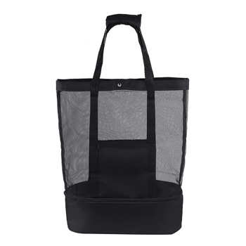 Waterproof Beach Bag with Cooler Compartment - Beach Bags Waterproof Sandproof for Women, Pool Bag & Beach Tote Bag black