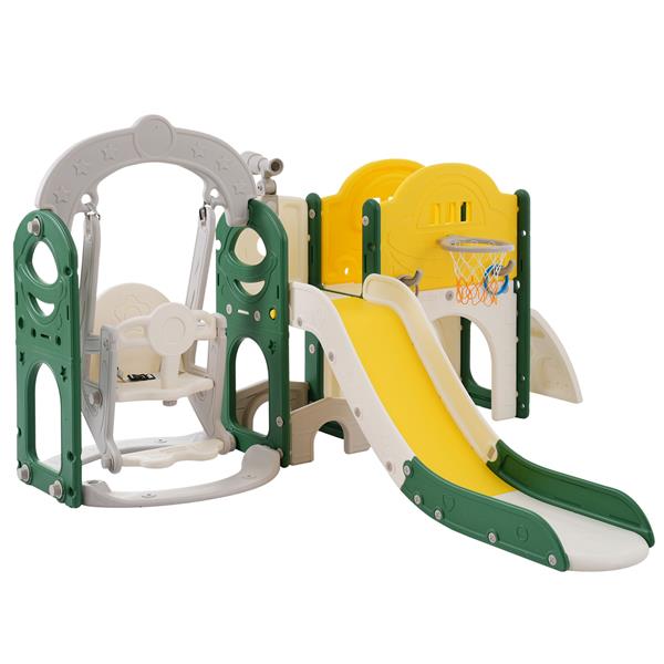 Toddler Slide and Swing Set 8 in 1, Kids Playground Climber Slide Playset with Basketball Hoop  Combination for Babies Indoor & Outdoor