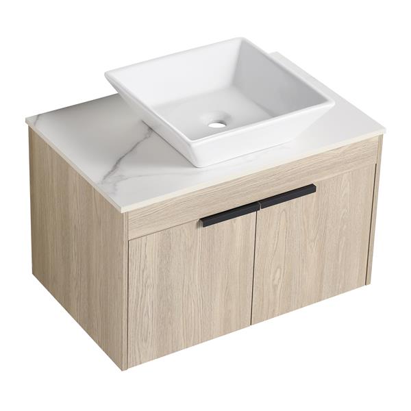 30 " Modern Design Float Bathroom Vanity With Ceramic Basin Set,  Wall Mounted White Vanity  With Soft Close Door,-Packing,-Packing,2 Pieces Parcel