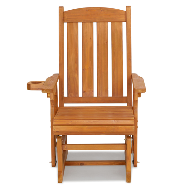 Vertical stripe backrest fir teak color garden glider chair