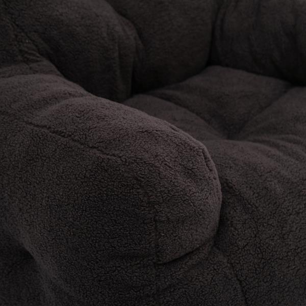 010-Soft Teddy Fabric Tufted Foam Bean Bag Chair With Teddy Fabric Dark Gray