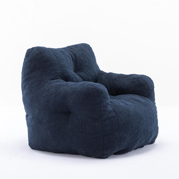 010-Soft Teddy Fabric Tufted Foam Bean Bag Chair With Teddy Fabric Dark Blue