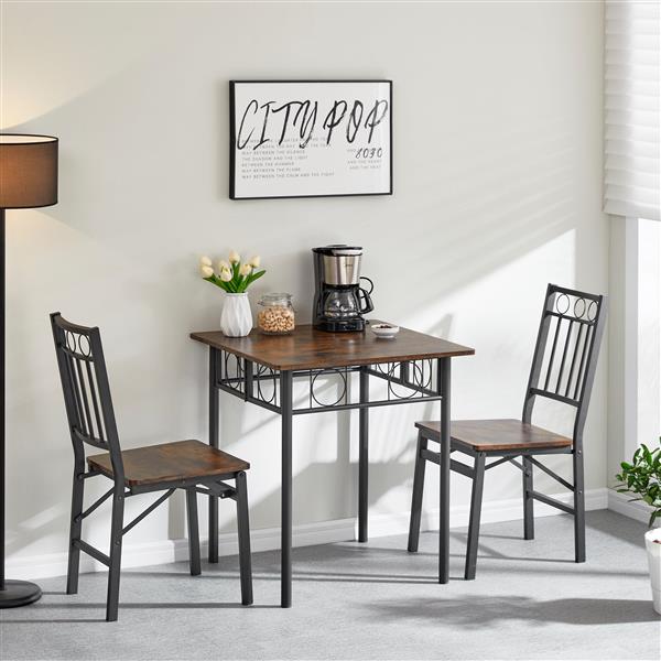 Kitchen Dining Room Table, Iron Wood Square Table for Kitchen Dining Room Furniture