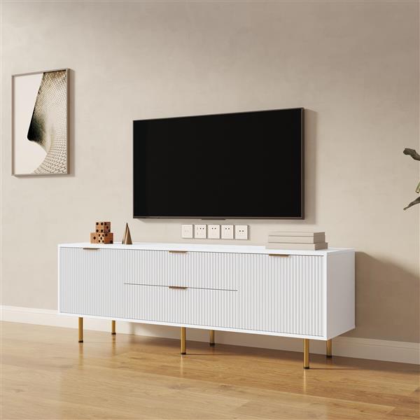 Modern warm white TV cabinet , for Living Room Bedroom