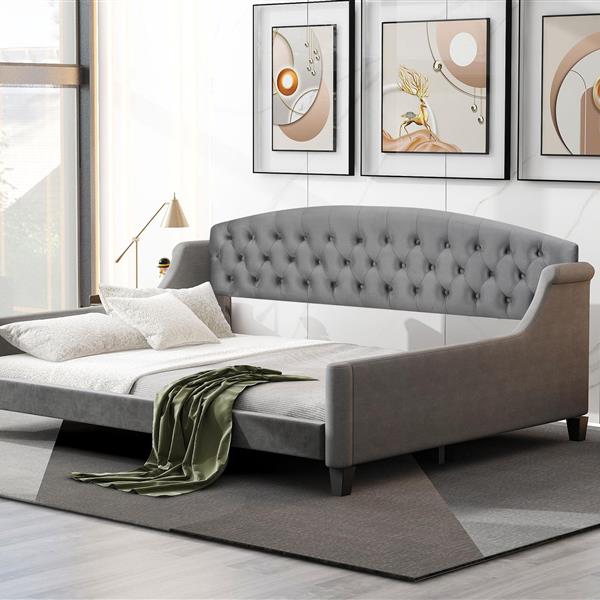 Modern Luxury Tufted Button Daybed, Full, Gray