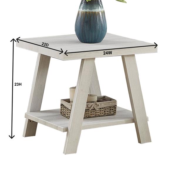 Athens Contemporary Two-Tone Wood Shelf End Table in Weathered Gray and Beige