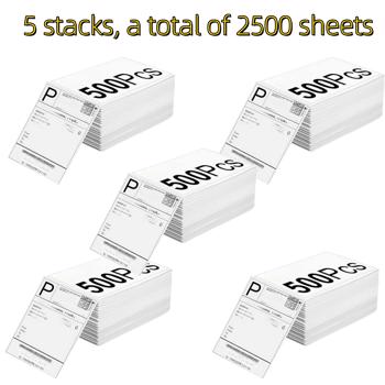 2500pcs 4\\'\\'x6\\'\\' Thermal Label Paper White Shipping Label, For Thermal Label Printer, Logistics Label 100x150mm 500 Labels Per Stacking