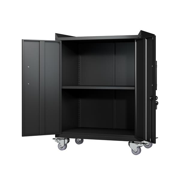 2 Door Tool Cabinets for Garage, Lockable Garage Storage Cabinet, Locking Metal Storage Cabinet with Wheels, Rolling Tool Chest, Assembly Required H34*W30.3*D18